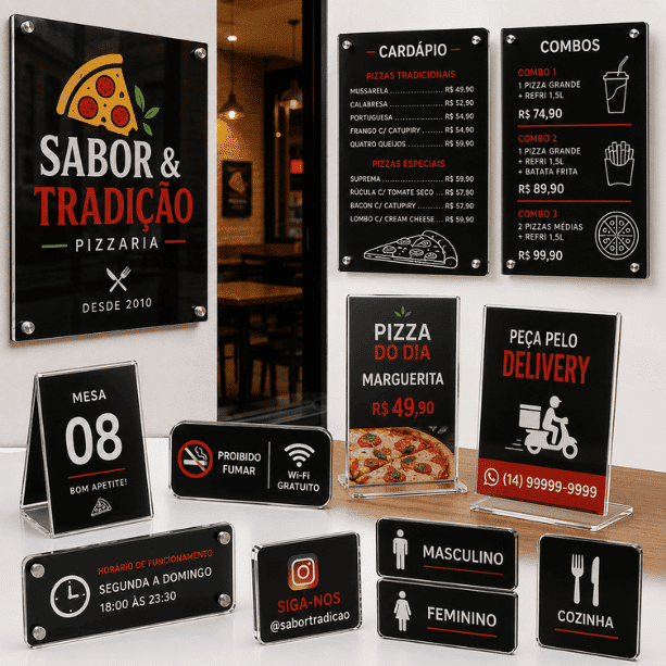 Placas personalizadas em acr&iacute;lico